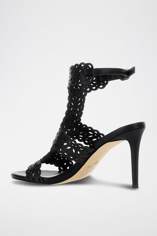 Sandales à talons en cuir de chèvre - Noir - Twin Set