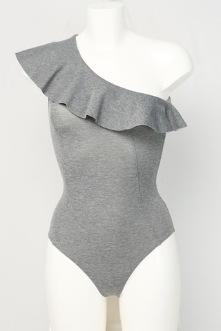 Maillot 1 pièce asymétrique - Gris chiné - Pinko