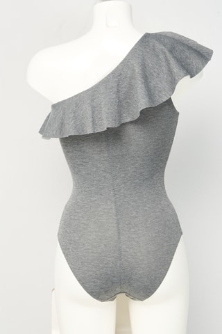 Maillot 1 pièce asymétrique - Gris chiné - Pinko