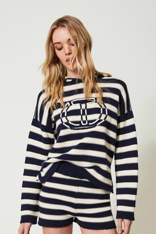 Pull à capuche - Bleu marine - Twin Set