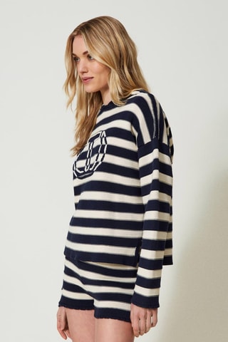 Pull à capuche - Bleu marine - Twin Set