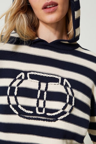 Pull à capuche - Bleu marine - Twin Set