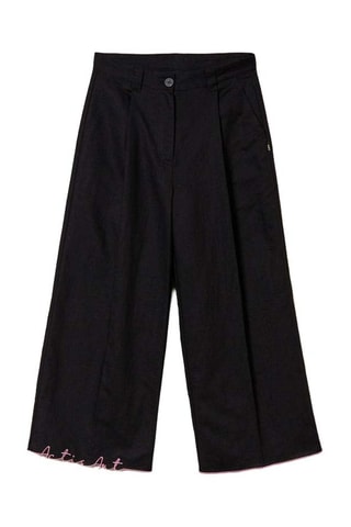 Pantalon wide legs 7/8 en lin - Noir - Twin Set