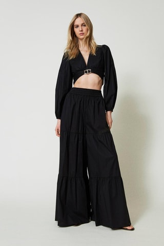 Pantalon palazzo taille haute - Noir - Twin Set