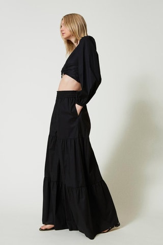 Pantalon palazzo taille haute - Noir - Twin Set