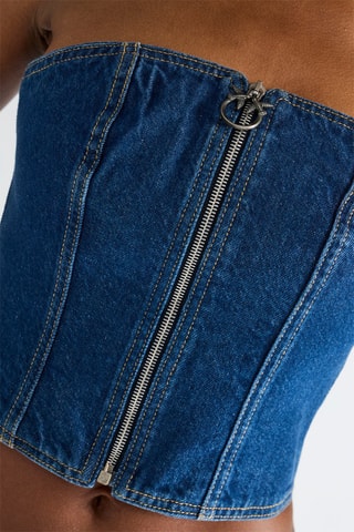 Crop top bustier en jean - Bleu - Pinko