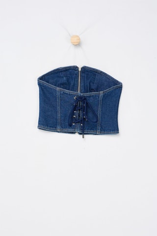 Crop top bustier en jean - Bleu - Pinko