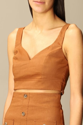 Crop top en lin - Marron - Pinko