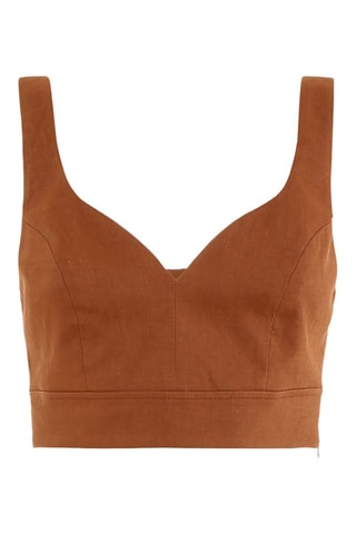 Crop top en lin - Marron - Pinko