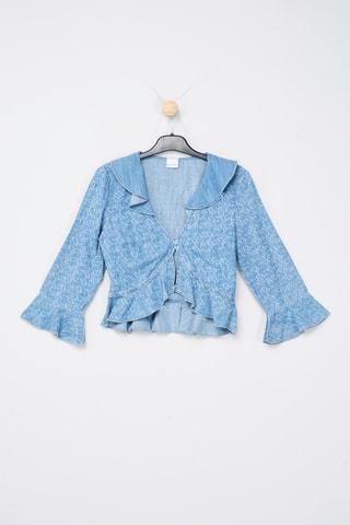 Crop top en jean - Bleu - Pinko