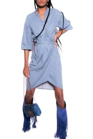 Robe droite en lin - Ciel - Pinko