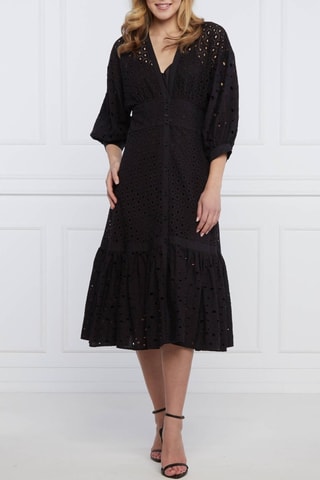 Robe chemise en guipure - Noir - Pinko