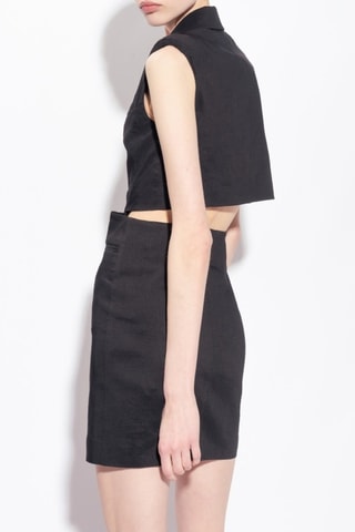 Robe chemise en lin - Noir - Pinko
