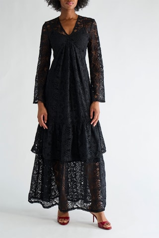 Robe longue en dentelle - Noir