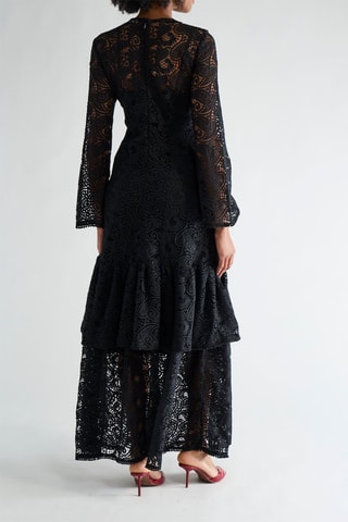 Robe longue en dentelle - Noir