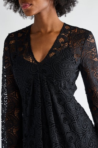 Robe longue en dentelle - Noir