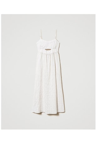Robe midi en lin - Blanc - Twin Set