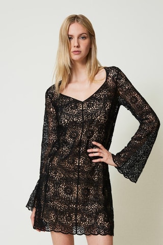 Robe droite en dentelle - Noir - Twin Set