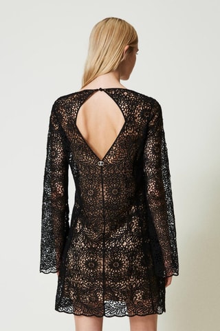 Robe droite en dentelle - Noir - Twin Set