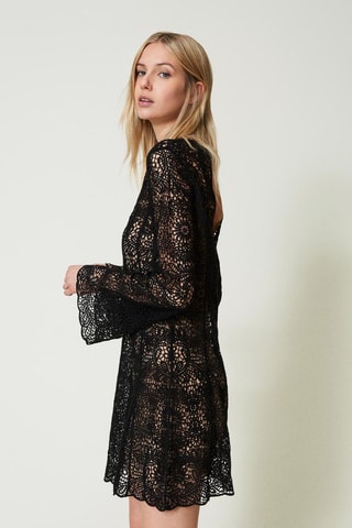 Robe droite en dentelle - Noir - Twin Set