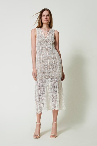 Robe midi en dentelle - Blanc - Twin Set