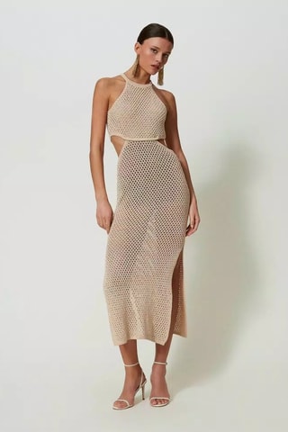 Robe midi en lin - Beige - Twin Set