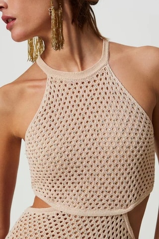 Robe midi en lin - Beige - Twin Set