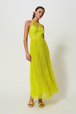 Robe plissée en dentelle - Jaune - Twin Set