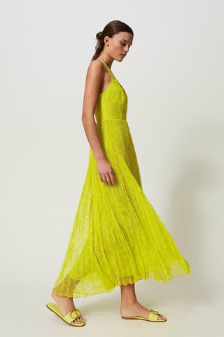Robe plissée en dentelle - Jaune - Twin Set