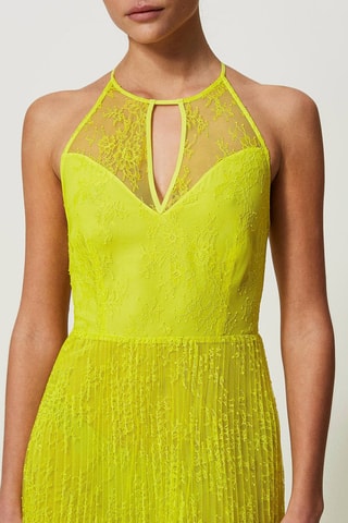 Robe plissée en dentelle - Jaune - Twin Set