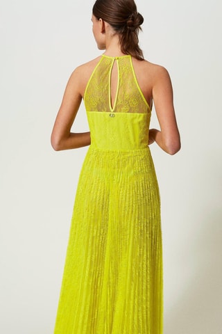 Robe plissée en dentelle - Jaune - Twin Set