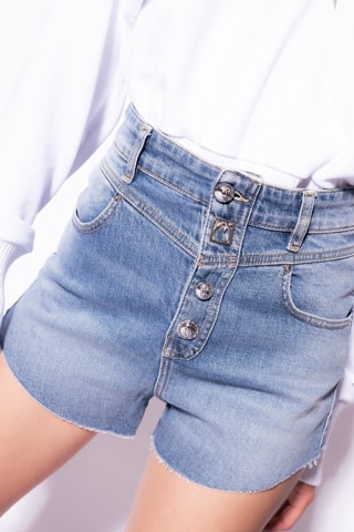 Short en jean taille haute - Bleu - Pinko