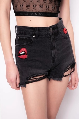 Short en jean - Anthracite et rouge - Pinko