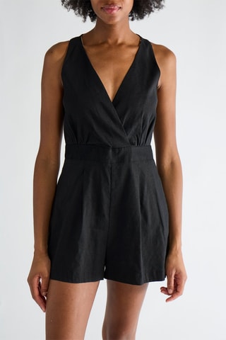 Combishort en lin -Noir - Pinko