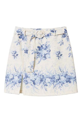 Jupe droite taille haute en lin - Blanc - Twin Set