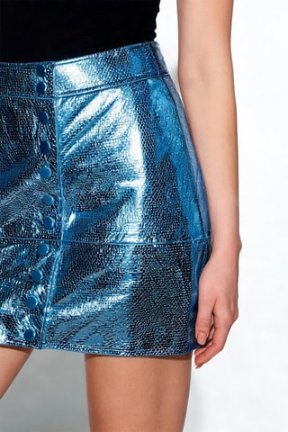 Minijupe en cuir de chèvre taille haute - Bleu clair - Pinko