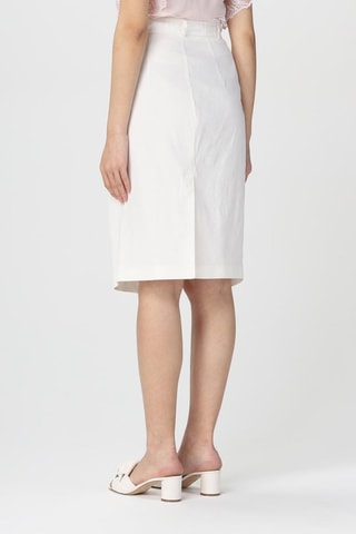 Jupe droite en lin taille haute - Blanc - Pinko
