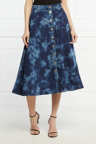 Jupe midi en jean tie and dye - Bleu - Pinko