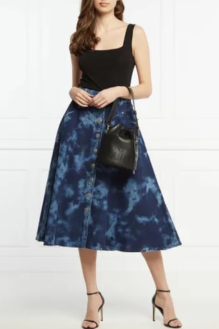 Jupe midi en jean tie and dye - Bleu - Pinko