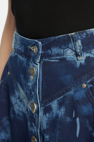 Jupe midi en jean tie and dye - Bleu - Pinko