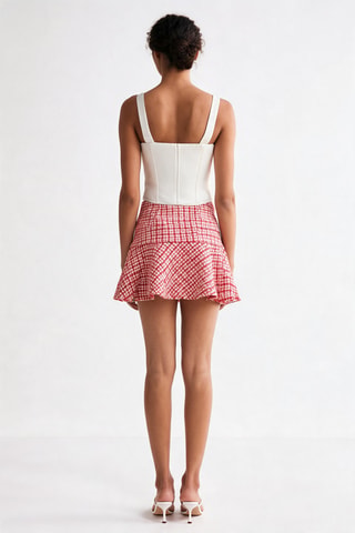 Minijupe en tweed taille haute - Rouge - Pinko