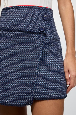 Jupe portefeuille en tweed - Bleu marine - Pinko