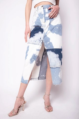 Jupe midi en jean taille haute - Blanc - Pinko