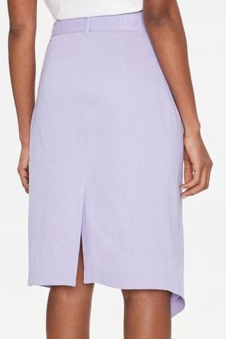 Jupe portefeuille en lin taille haute - Mauve - Pinko