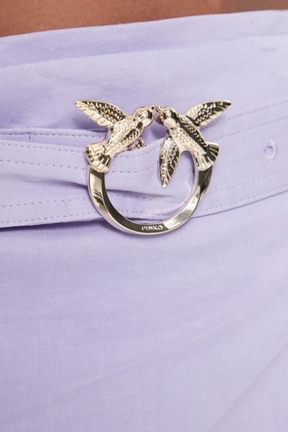 Jupe portefeuille en lin taille haute - Mauve - Pinko