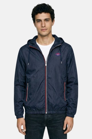 Windjack met capuchon. - Marineblauw