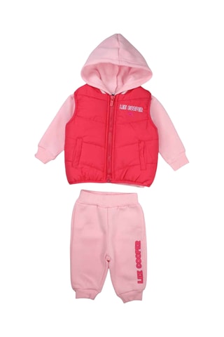 Sweater met Capuchon, Gewatteerde Jas en Joggingbroek - Roze