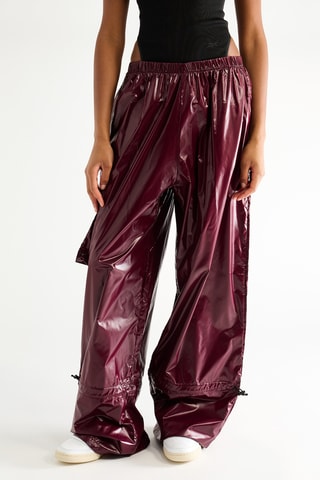 Pantalón efecto doble prenda - Burdeos