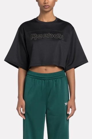 Camiseta cropped Team - Negro