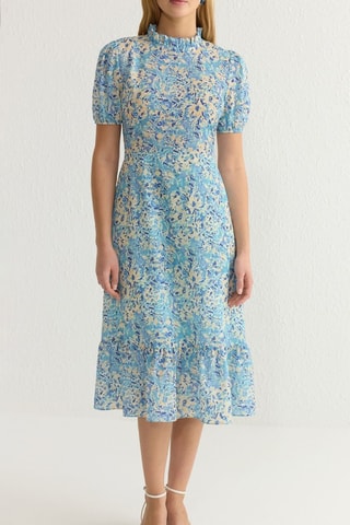 Robe midi - Bleu et blanc